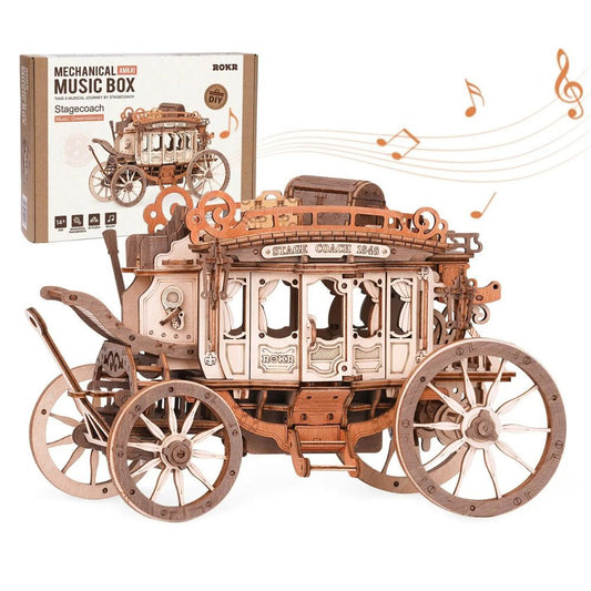 Puzzlekunst - ROKR 3D Puzzle Kutschen-Spieluhr
