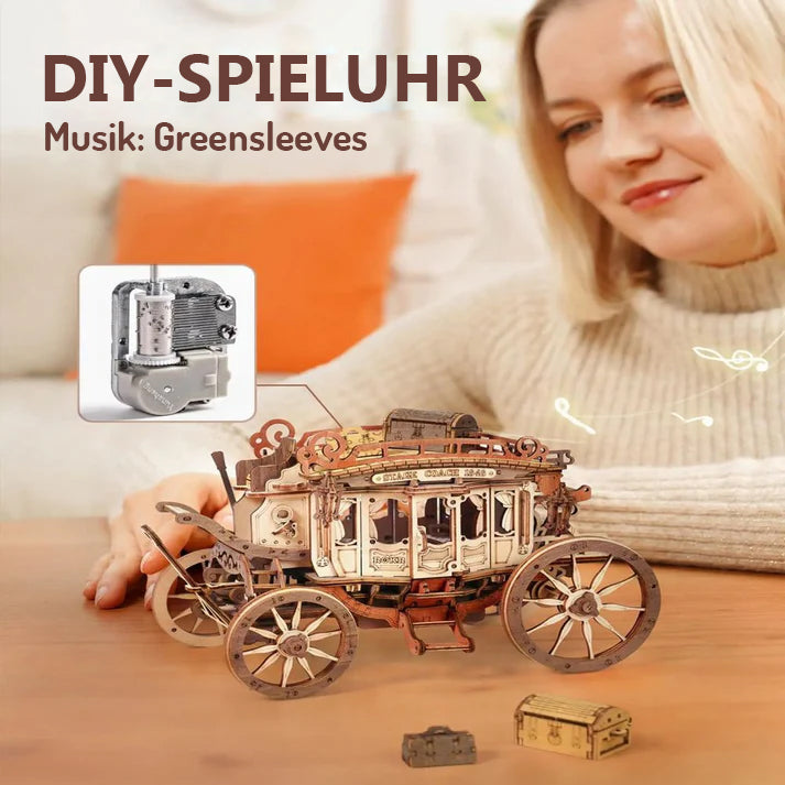 Puzzlekunst - ROKR 3D Puzzle Kutschen-Spieluhr