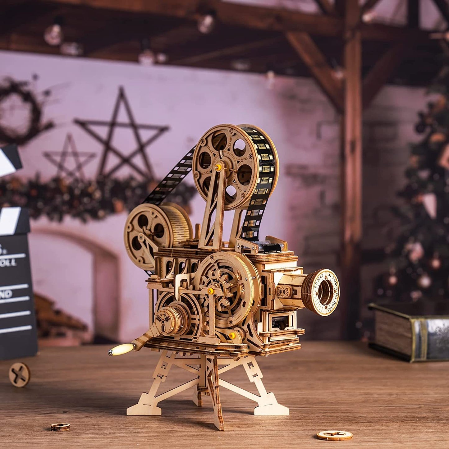 Puzzlekunst - ROKR 3D Puzzle Vitascope Mechanisches Bauset Filmprojektor