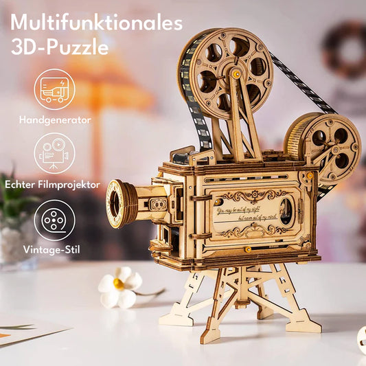 Puzzlekunst - ROKR 3D Puzzle Vitascope Mechanisches Bauset Filmprojektor