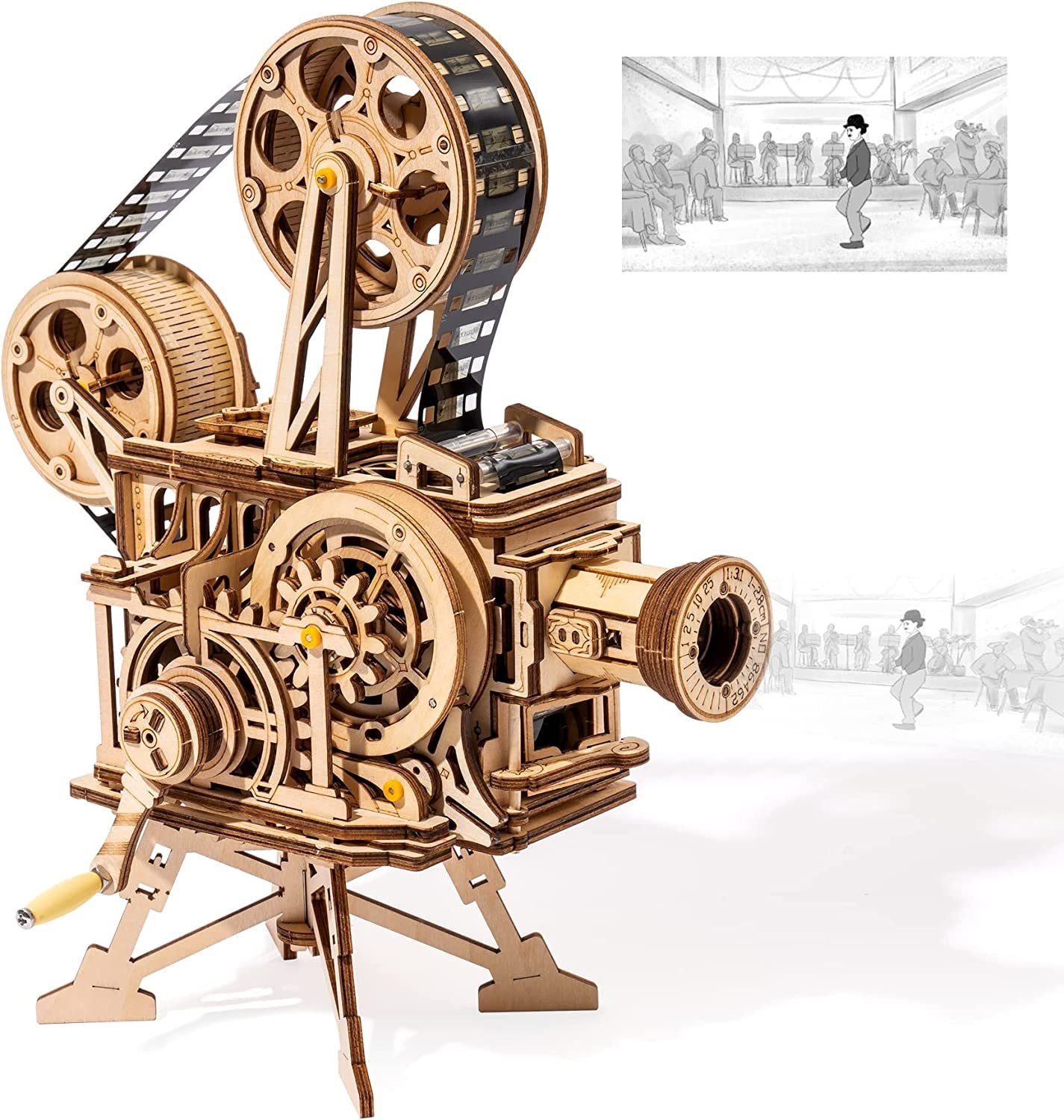 Puzzlekunst - ROKR 3D Puzzle Vitascope Mechanisches Bauset Filmprojektor