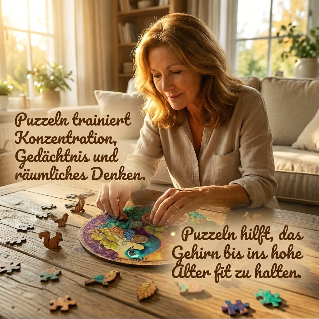 Puzzlekunst Pfau – Geschenkidee