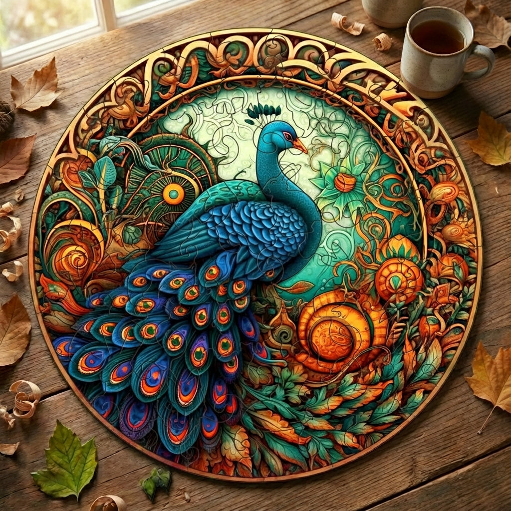 Puzzlekunst - Der Bescheidende Pfau