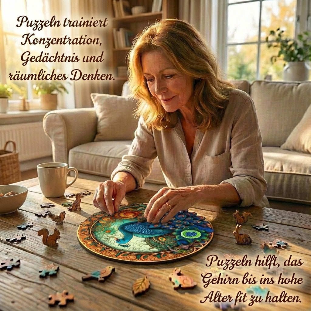 Puzzlekunst - Der Bescheidende Pfau