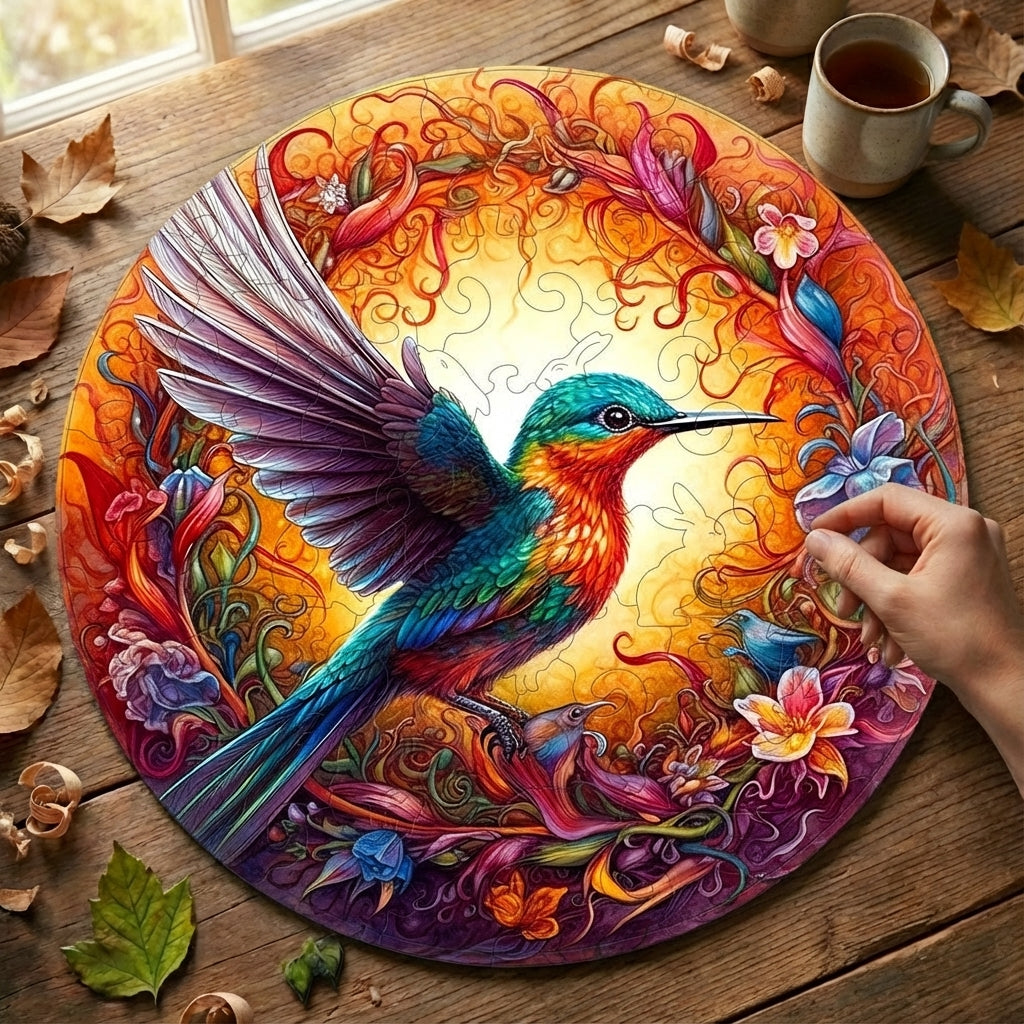 Puzzlekunst - Der Schwebende Kolibri