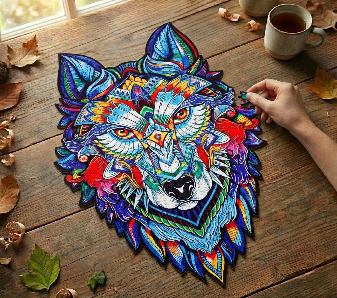 Puzzlekunst - Der Majestätische Wolf